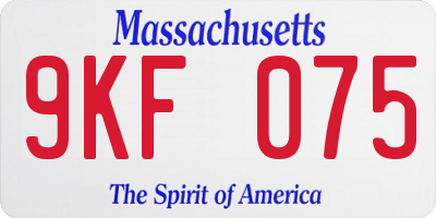 MA license plate 9KF075
