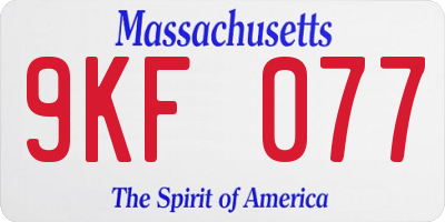 MA license plate 9KF077