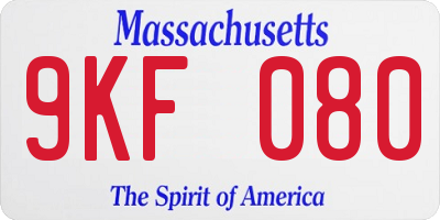 MA license plate 9KF080