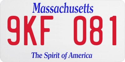 MA license plate 9KF081