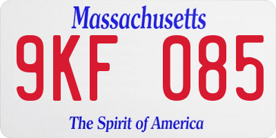 MA license plate 9KF085