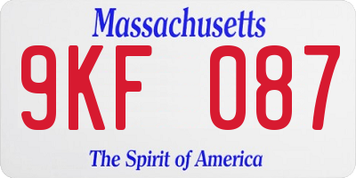 MA license plate 9KF087