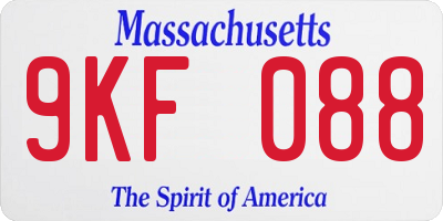 MA license plate 9KF088