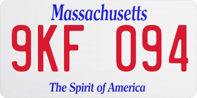 MA license plate 9KF094