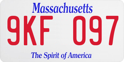 MA license plate 9KF097