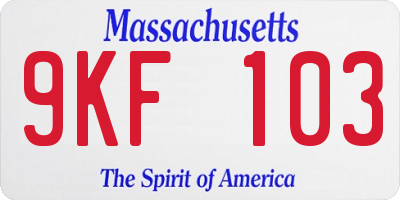 MA license plate 9KF103