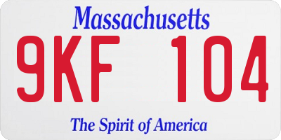 MA license plate 9KF104