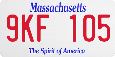 MA license plate 9KF105