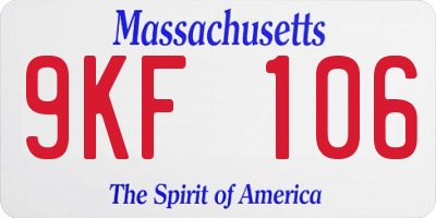 MA license plate 9KF106