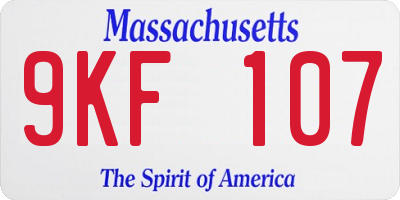 MA license plate 9KF107