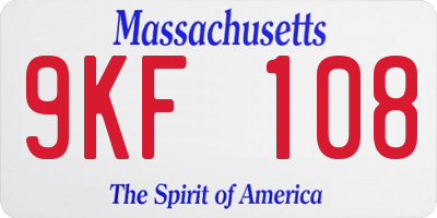 MA license plate 9KF108