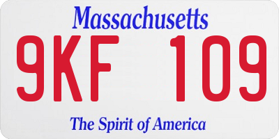 MA license plate 9KF109