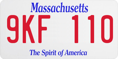 MA license plate 9KF110