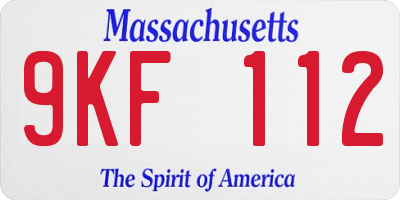 MA license plate 9KF112