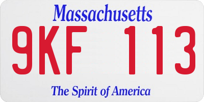 MA license plate 9KF113