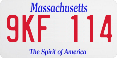 MA license plate 9KF114