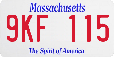 MA license plate 9KF115