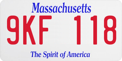 MA license plate 9KF118