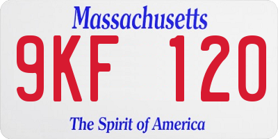 MA license plate 9KF120