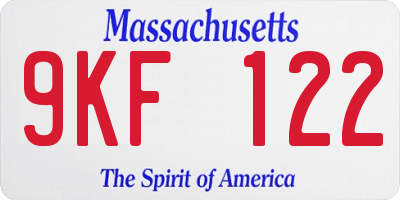MA license plate 9KF122