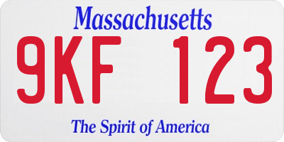 MA license plate 9KF123