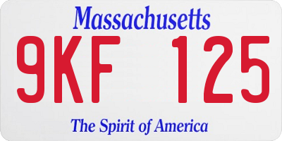 MA license plate 9KF125