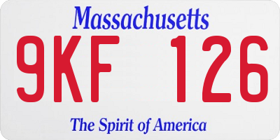 MA license plate 9KF126