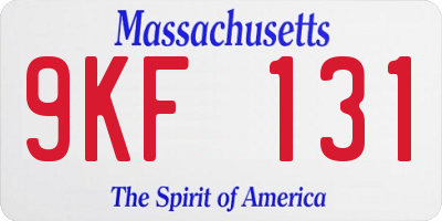 MA license plate 9KF131