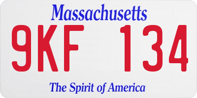 MA license plate 9KF134