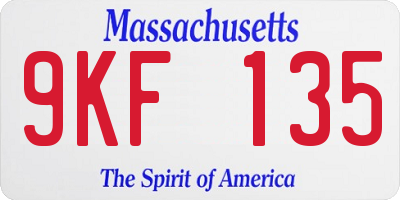 MA license plate 9KF135