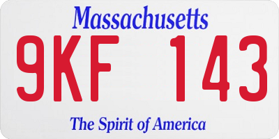 MA license plate 9KF143