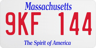 MA license plate 9KF144