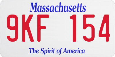 MA license plate 9KF154