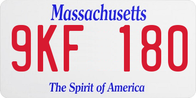 MA license plate 9KF180