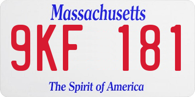MA license plate 9KF181
