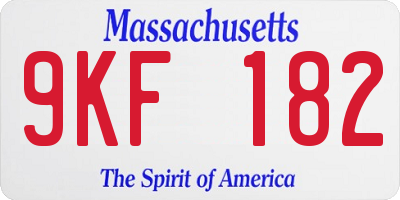 MA license plate 9KF182