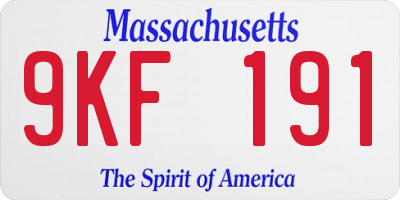 MA license plate 9KF191