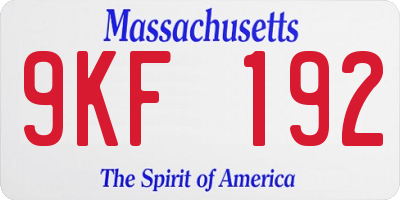 MA license plate 9KF192