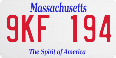 MA license plate 9KF194