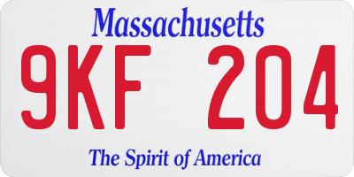 MA license plate 9KF204