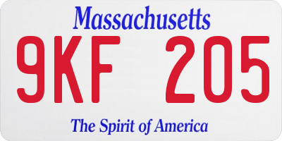 MA license plate 9KF205