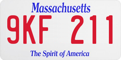 MA license plate 9KF211