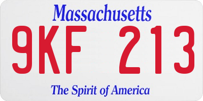 MA license plate 9KF213