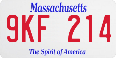 MA license plate 9KF214