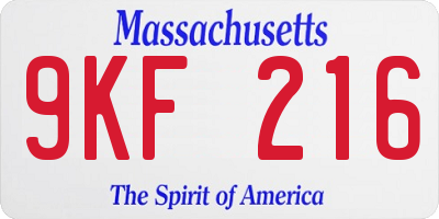 MA license plate 9KF216