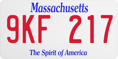 MA license plate 9KF217