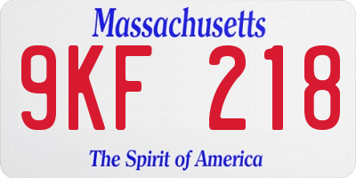MA license plate 9KF218