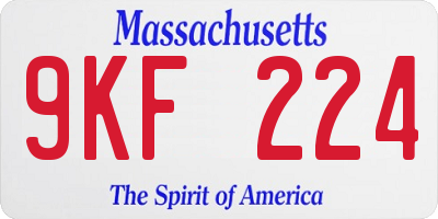 MA license plate 9KF224
