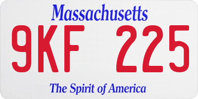MA license plate 9KF225