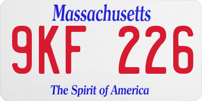 MA license plate 9KF226